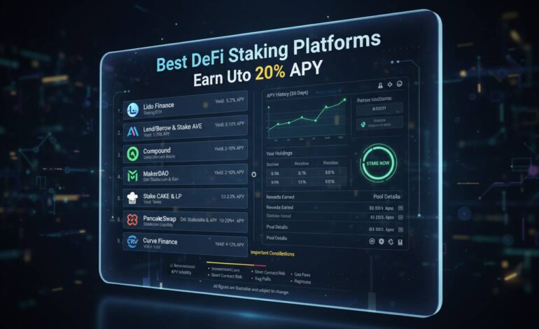 Best DeFi Staking Platforms: Earn Up to 20% APY in
